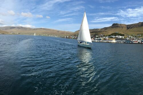 Sailboat on fjord